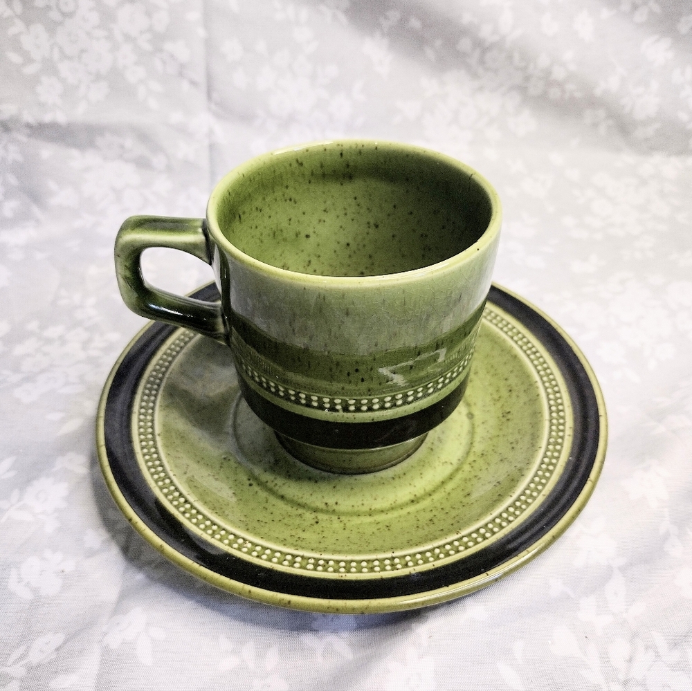 Vintage Kasuga Fuji-Stone Moss Antigua 275 Teacup And Saucer